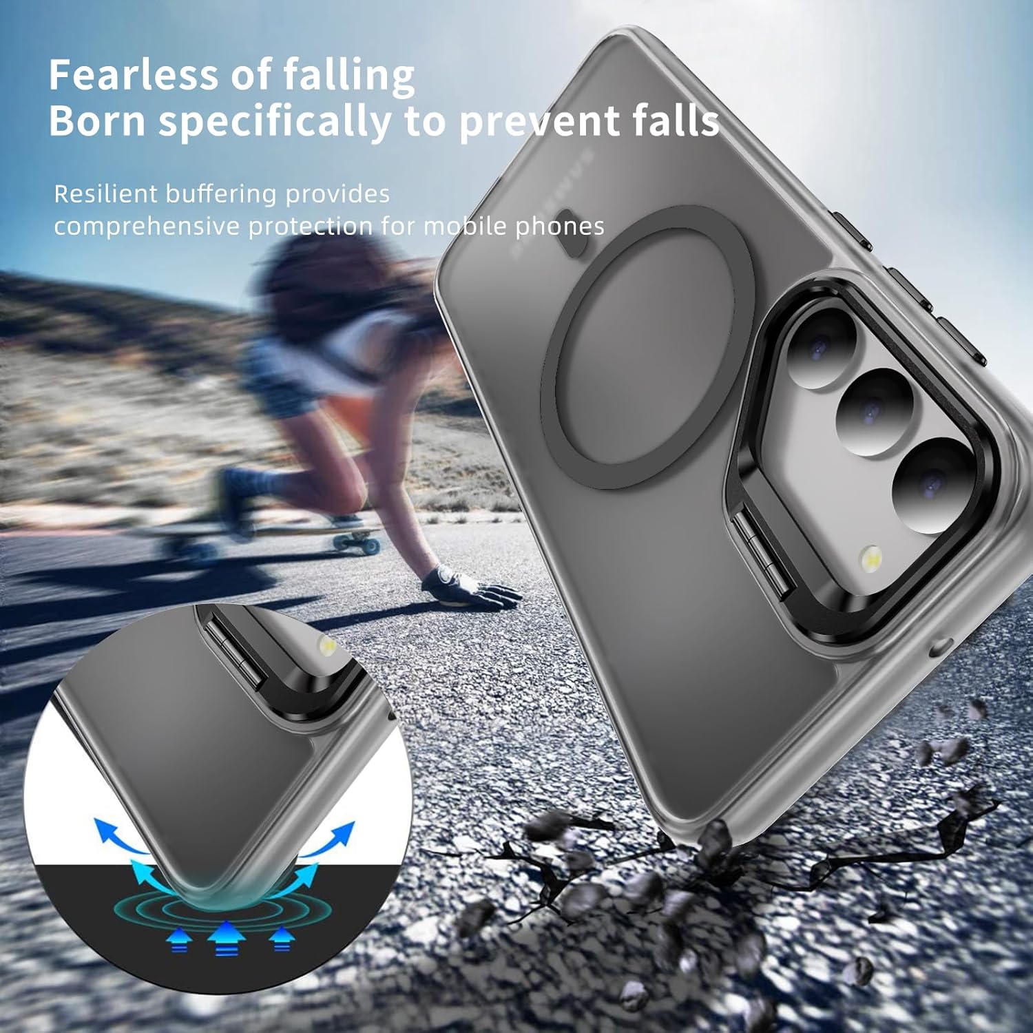 for Samsung Galaxy S25 Plus Case with Magnetic Compatible with MagSafe Built-in Kickstand Stand Shockproof Protective Cover for Galaxy S25  Plus Phone Case (Grey)